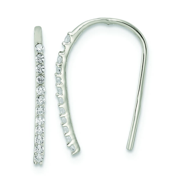 Sterling Silver Polished CZ Threader Earrings