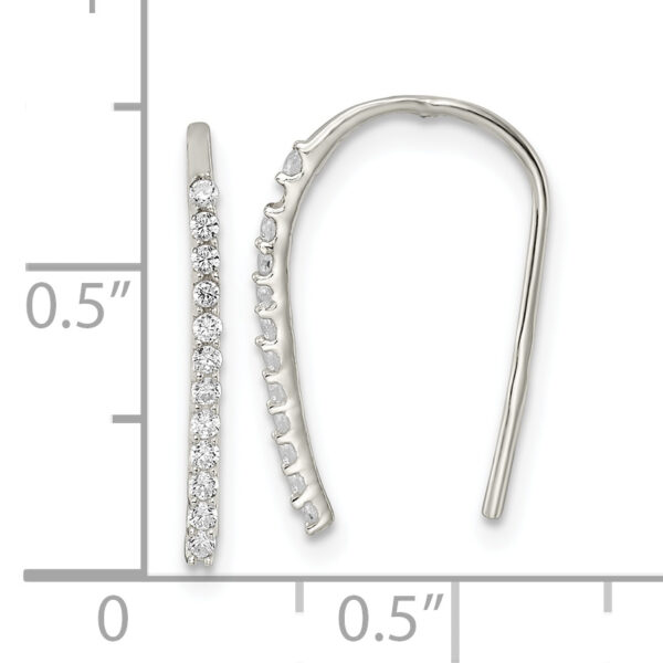 Sterling Silver Polished CZ Threader Earrings - Image 3