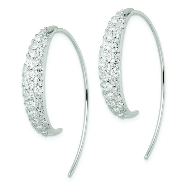 Sterling Silver Polished CZ Threader Earrings - Image 2