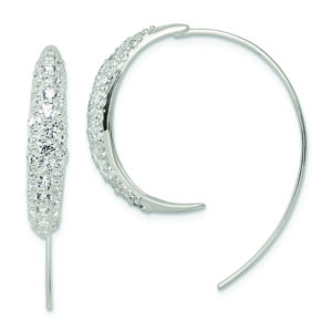 Sterling Silver Polished CZ Threader Earrings