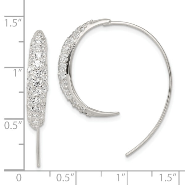 Sterling Silver Polished CZ Threader Earrings - Image 3