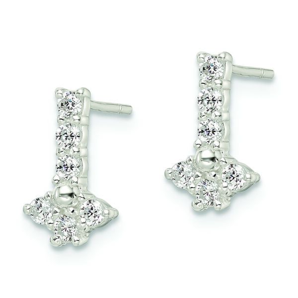 Sterling Silver Polished CZ Post Earrings - Image 2
