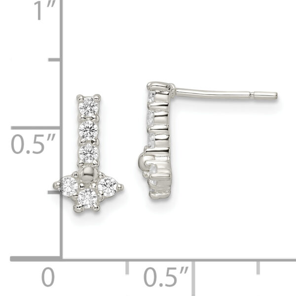 Sterling Silver Polished CZ Post Earrings - Image 3