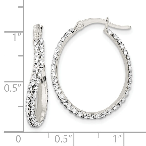 Sterling Silver CZ Oval Hoop Earrings - Image 3