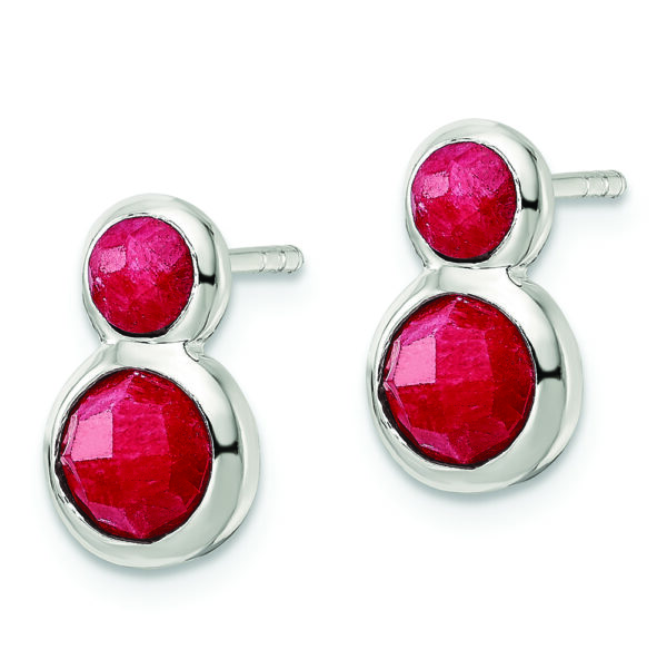 Sterling Silver Polished Red Spodumene Post Earrings - Image 2