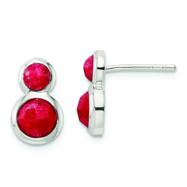 Sterling Silver Polished Red Spodumene Post Earrings