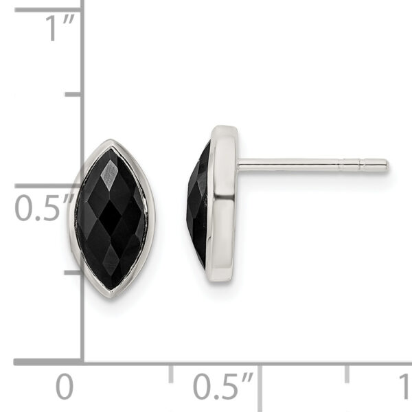 Sterling Silver Polished Marquise Onyx Post Earrings - Image 3