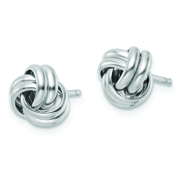 Sterling Silver Rhodium-plated Post Polished Love Knot Earrings - Image 2
