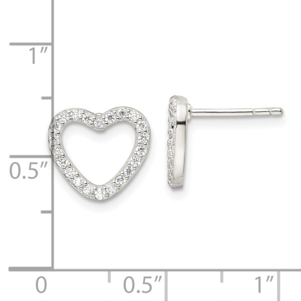 Sterling Silver CZ Heart Post Earrings - Image 3