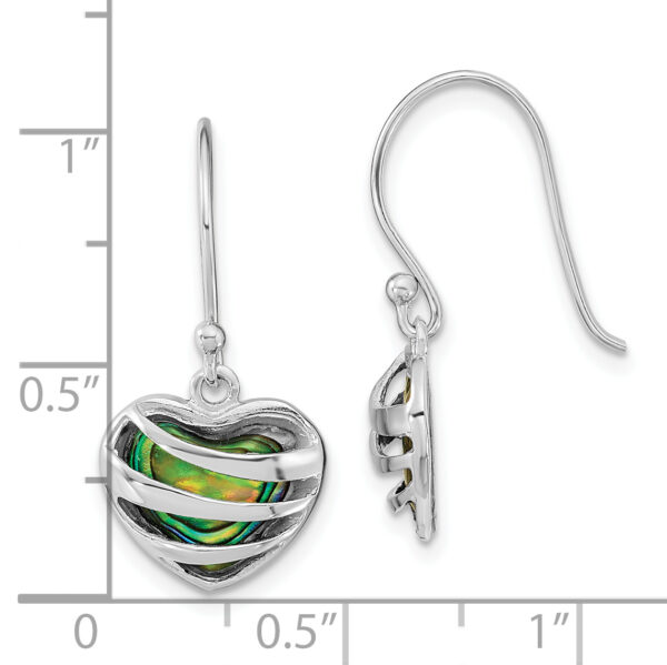 Sterling Silver RH-plated Abalone Heart Shephard Hook Earrings - Image 3