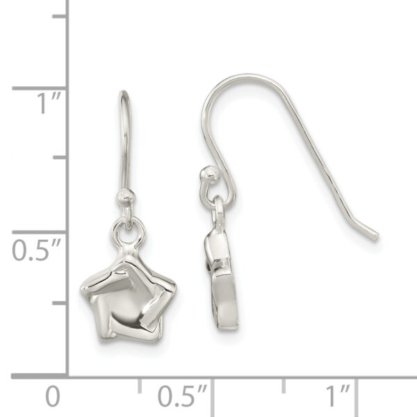 Sterling Silver Polished Star Dangle Shephard Hook Earrings - Image 3