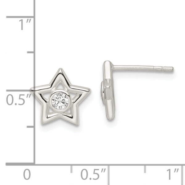 Sterling Silver Polished CZ Star Post Earrings - Image 3