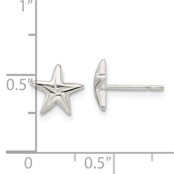 Sterling Silver Polished Starfish Post Earrings - Image 3
