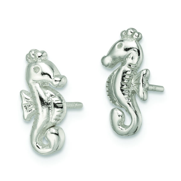 Sterling Silver Polished Seahorse Post Earrings - Image 2