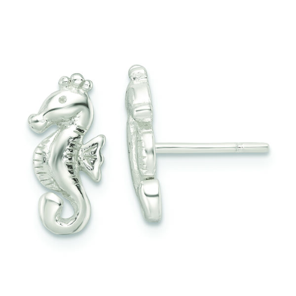Sterling Silver Polished Seahorse Post Earrings