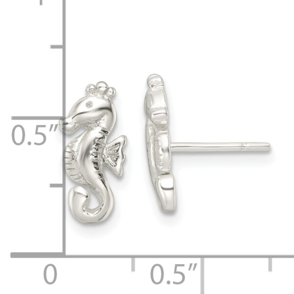 Sterling Silver Polished Seahorse Post Earrings - Image 3