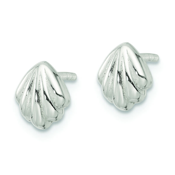 Sterling Silver Polished Shell Post Earrings - Image 2