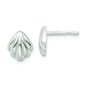 Sterling Silver Polished Shell Post Earrings