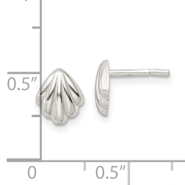 Sterling Silver Polished Shell Post Earrings - Image 3
