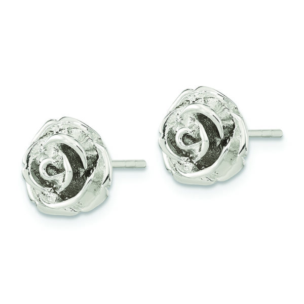 Sterling Silver Polished Rose Post Earrings - Image 2