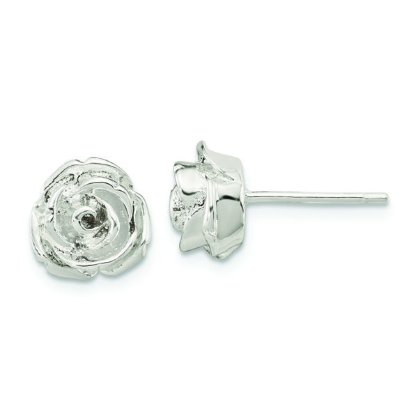 Sterling Silver Polished Rose Post Earrings