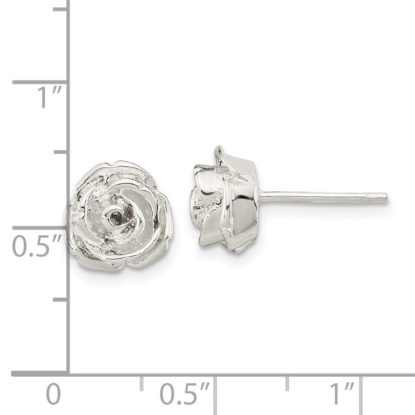 Sterling Silver Polished Rose Post Earrings - Image 3