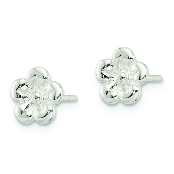 Sterling Silver Polished Flower Post Earrings - Image 2