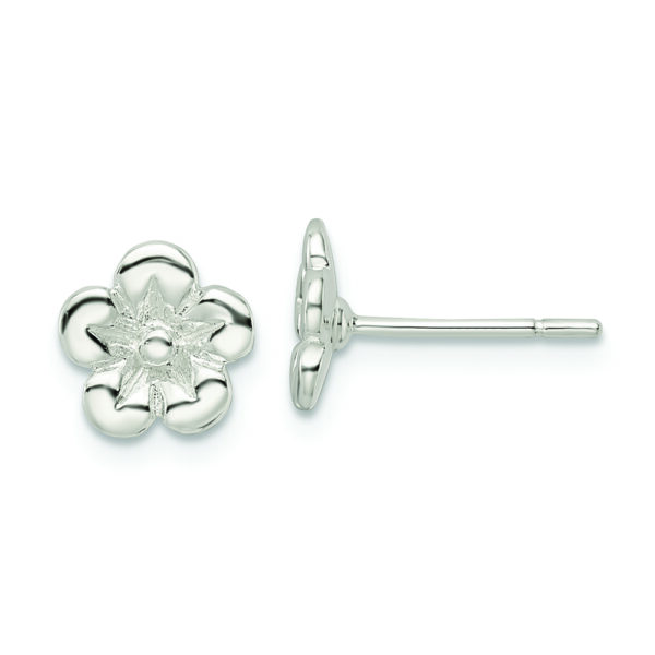 Sterling Silver Polished Flower Post Earrings