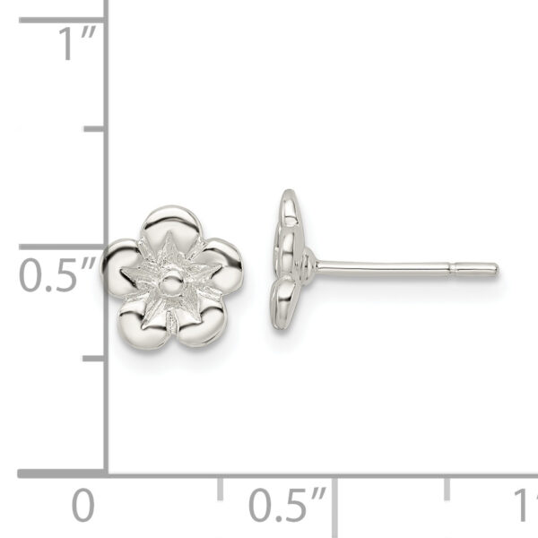 Sterling Silver Polished Flower Post Earrings - Image 3