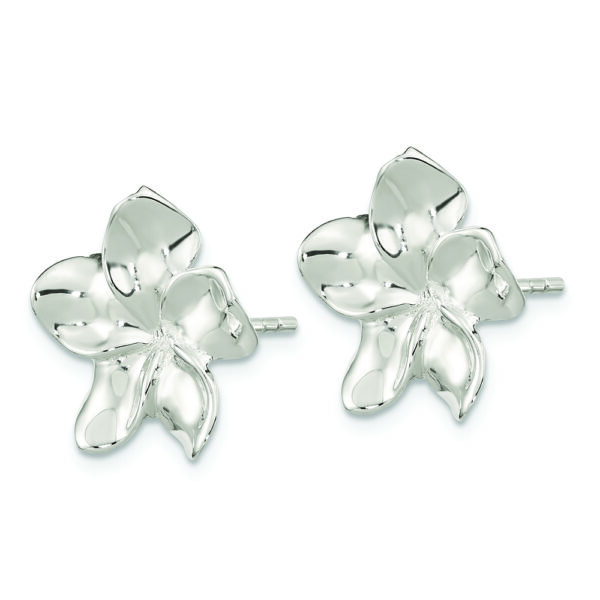Sterling Silver Polished Flower Post Earrings - Image 2