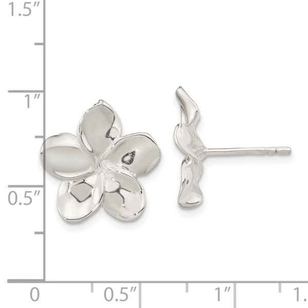 Sterling Silver Polished Flower Post Earrings - Image 3