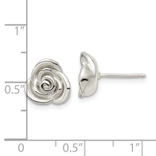 Sterling Silver Polished Rose Post Earrings - Image 3