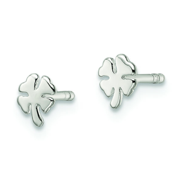 Sterling Silver Polished 4 Leaf Clover Post Earrings - Image 2