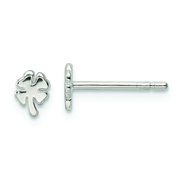 Sterling Silver Polished 4 Leaf Clover Post Earrings