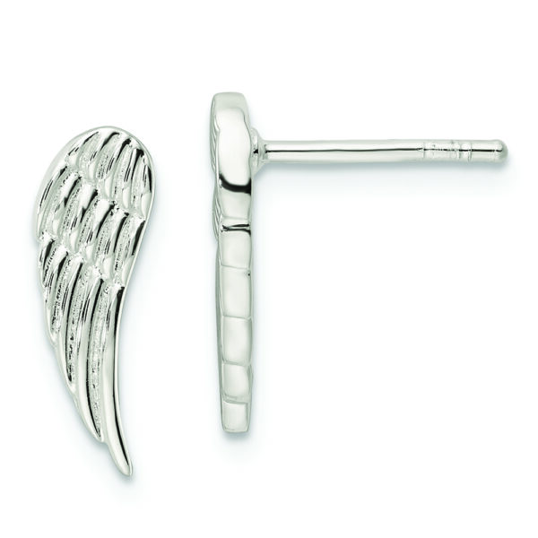 Sterling Silver Polished and Textured Wing Post Earrings