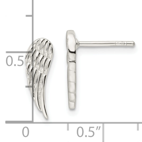 Sterling Silver Polished and Textured Wing Post Earrings - Image 3