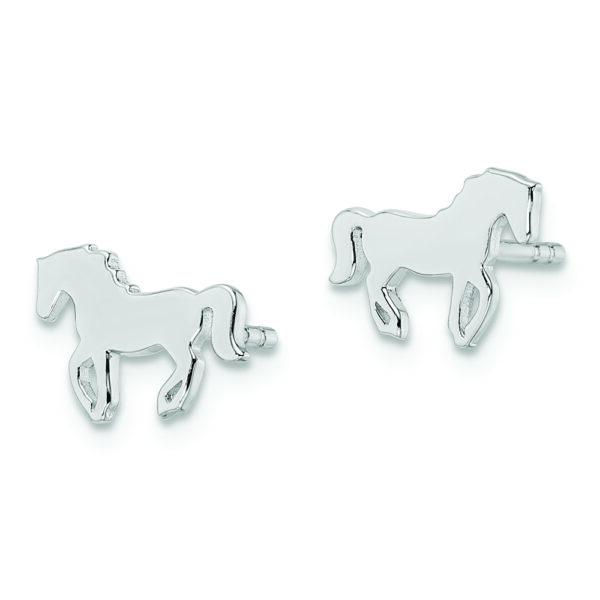 Sterling Silver Rhodium-plated Polished Horse Children's Post Earrings - Image 2