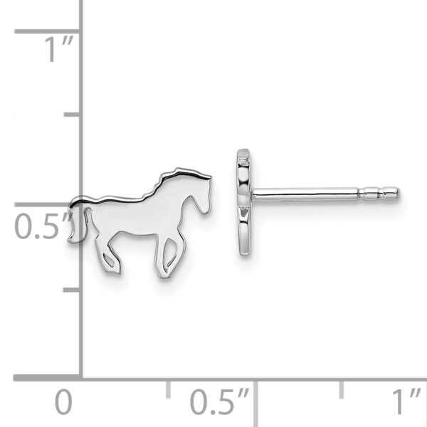 Sterling Silver Rhodium-plated Polished Horse Children's Post Earrings - Image 3