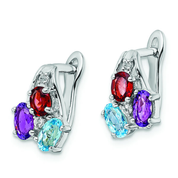Sterling Silver RH-plated 1.46t.w. BT/AM/GA/WT Hinged Earrings - Image 2
