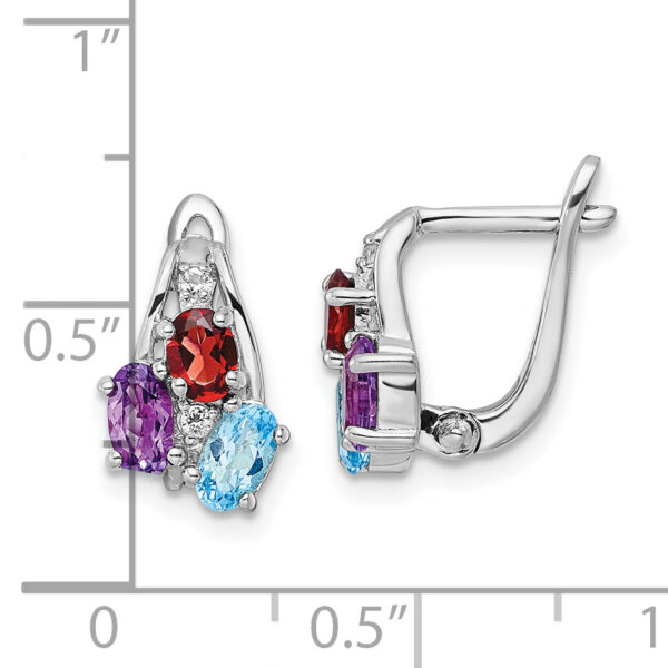 Sterling Silver RH-plated 1.46t.w. BT/AM/GA/WT Hinged Earrings - Image 3