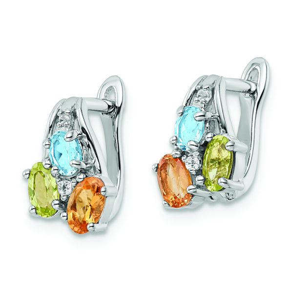 Sterling Silver RH-plated 1.50t.w. PE/CI/LSBT/WT Hinged Earrings - Image 2