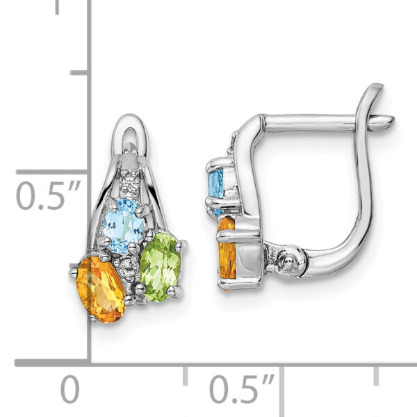 Sterling Silver RH-plated 1.50t.w. PE/CI/LSBT/WT Hinged Earrings - Image 3