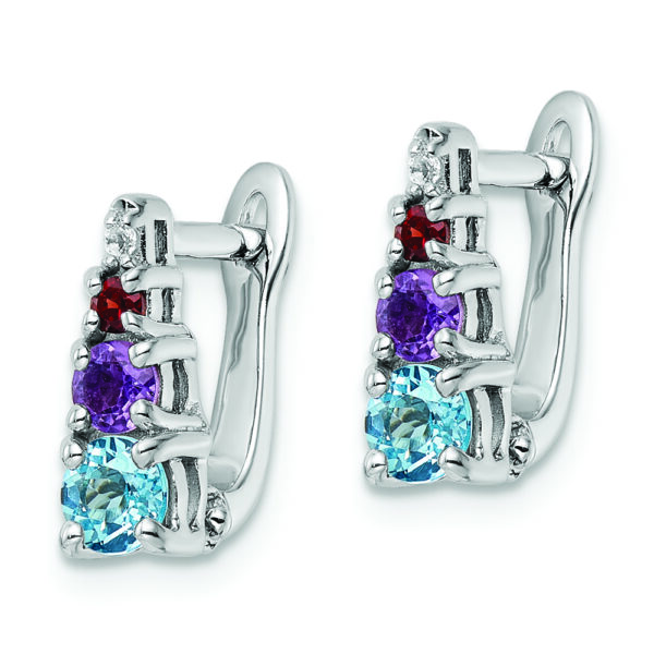 Sterling Silver RH-plated .93t.w. LSBT/AM/GA/WT Hinged Earrings - Image 2