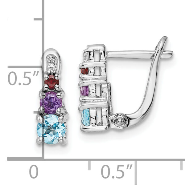 Sterling Silver RH-plated .93t.w. LSBT/AM/GA/WT Hinged Earrings - Image 3