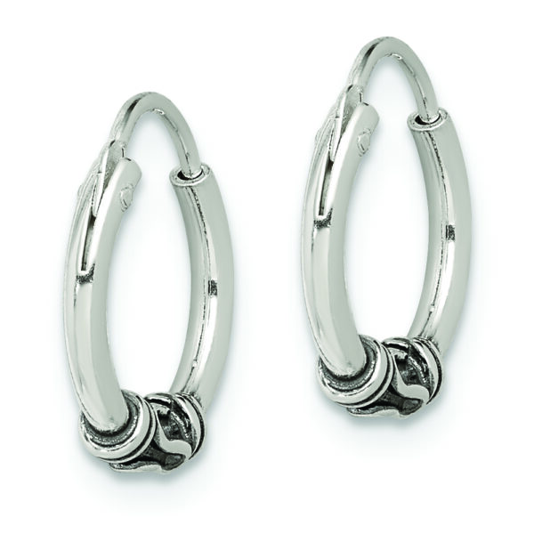 Sterling Silver Antiqued Hoop Earrings - Image 2