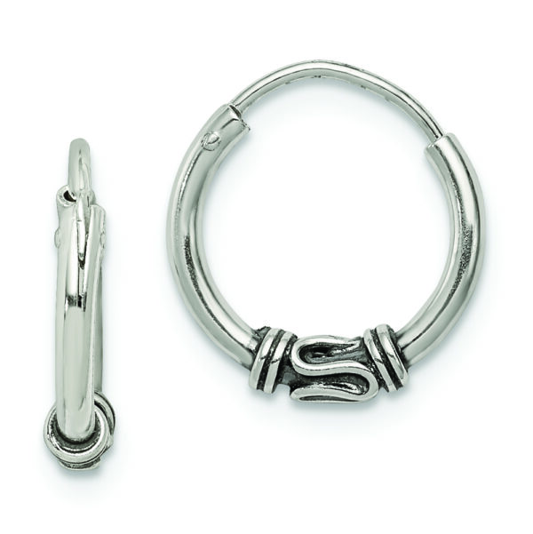 Sterling Silver Antiqued Hoop Earrings