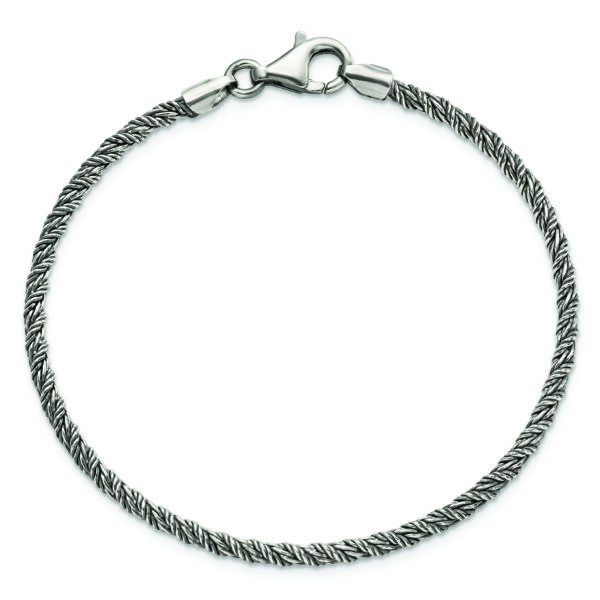 Sterling Silver Antiqued Polished Rope Bracelet - Image 3