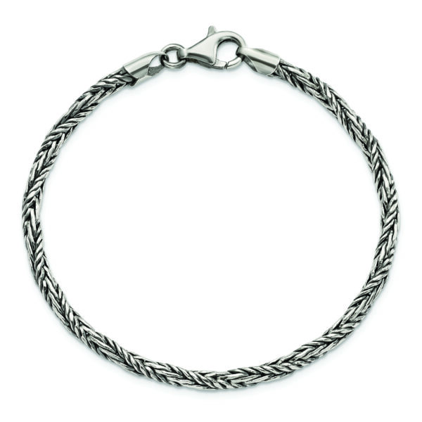 Sterling Silver Antiqued Polished Rope Bracelet - Image 3