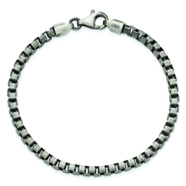 Sterling Silver Antiqued Brushed Box Bracelet - Image 3