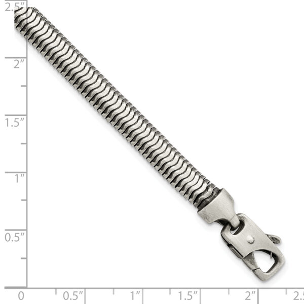 Sterling Silver Brushed Antiqued Herringbone Chain Bracelet - Image 2